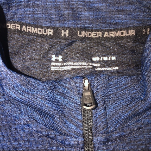 Under Armour Mens Heatgear Blue Long Sleeve Quarter Zip Shirt Size Medium - Picture 2 of 6